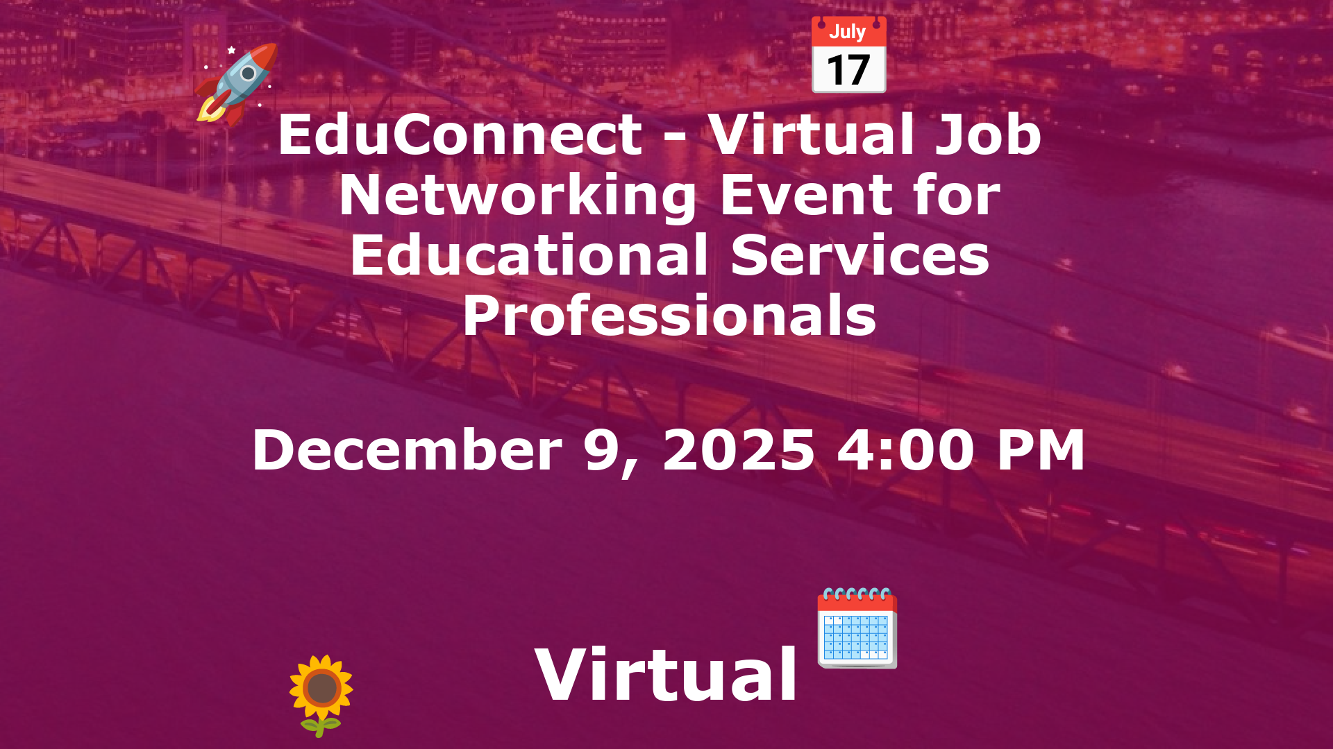 EduConnect - Virtual Job  Networking Event for Educational Services Professionals event image